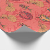 Vissen op levende koraalachtergrond cadeaupapier (Hoek)