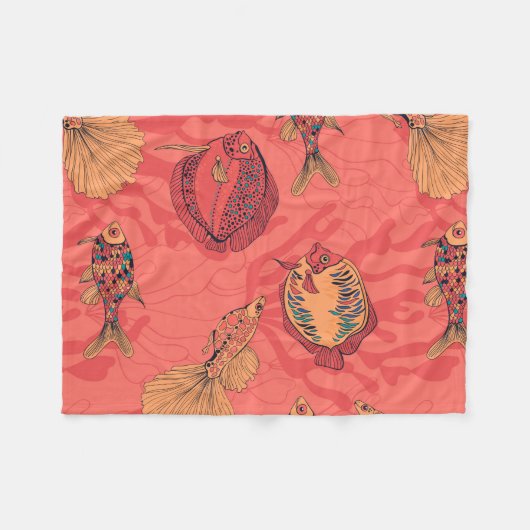 Vissen op levende koraalachtergrond fleece deken (Voorkant (Horizontaal))