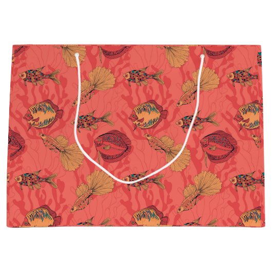 Vissen op levende koraalachtergrond groot cadeauzakje (Voorkant)