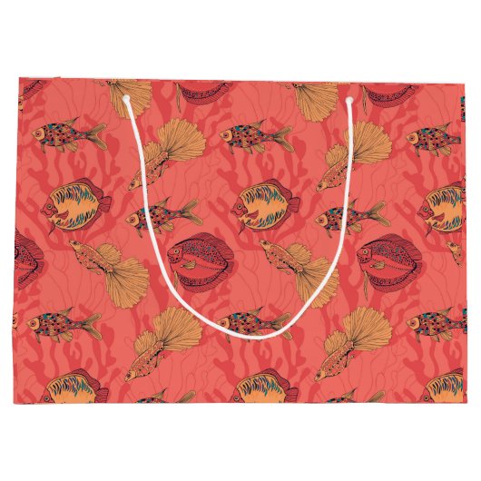 Vissen op levende koraalachtergrond groot cadeauzakje (Achterkant)