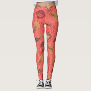 Vissen op levende koraalachtergrond leggings