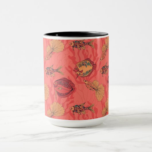 Vissen op levende koraalachtergrond mok (Midden)