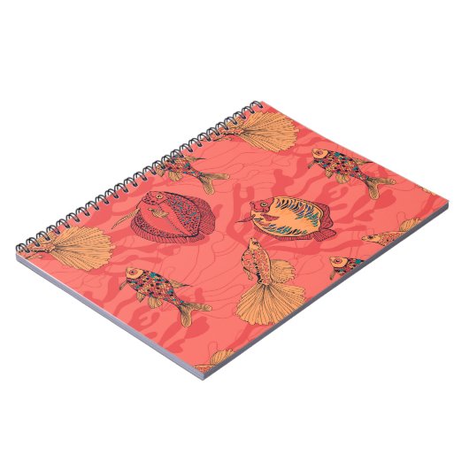 Vissen op levende koraalachtergrond notitieboek (Linkerzijde)