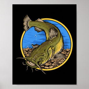 Vissen op platkopmeerval poster