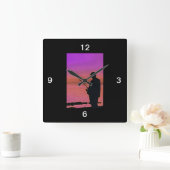 Vissen op Sunset Silhouette Clock Vierkante Klok (Huis)