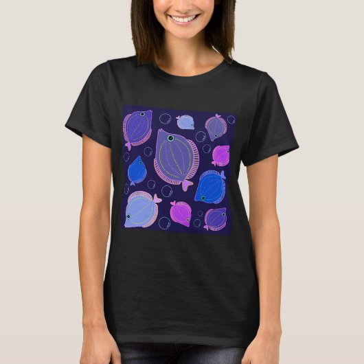 Vissen op zwart t-shirt (Voorkant)