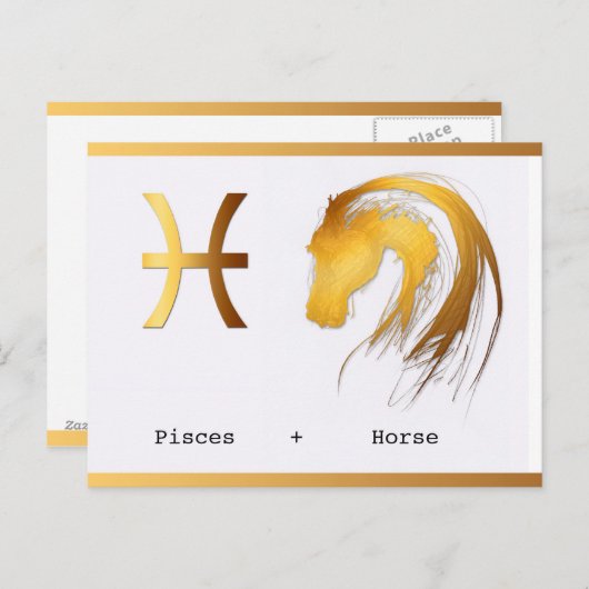 Vissen Paard Chinees Western Astrologie Verjaardag Briefkaart (Voorkant / Achterkant)