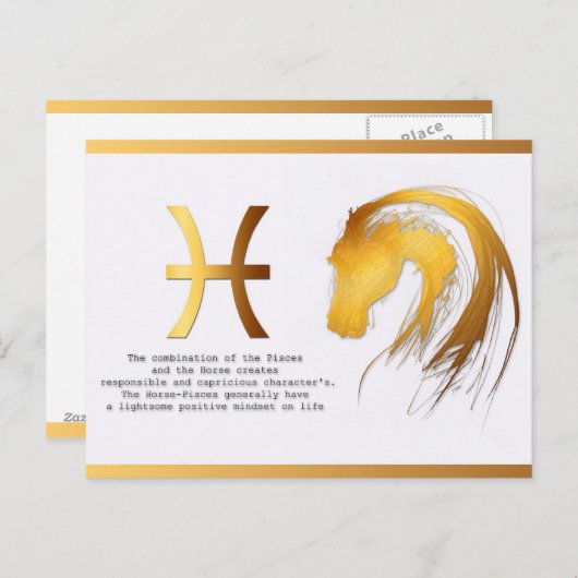 Vissen Paard Verjaardag Astrologie Persoonlijkheid Briefkaart (Voorkant / Achterkant)