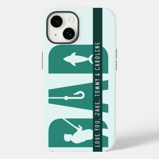 Vissen Papa Aangepaste Kinderen Namen Bericht Vade Case-Mate iPhone Case (Achterkant)