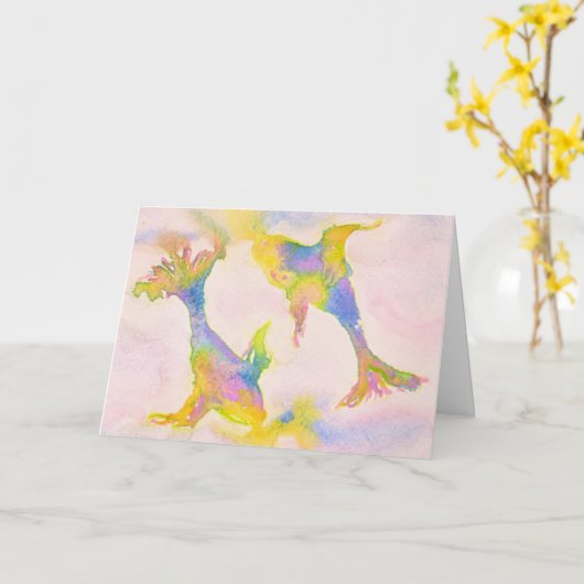 Vissen Pastel Zodiac symbool Verjaardag Kaart (Gele Bloem)