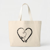VISSEN ROD HEART HOOK GROTE TOTE BAG (Voorkant)