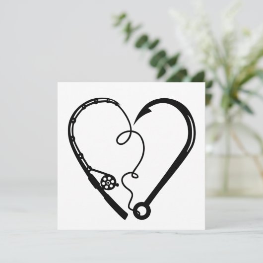 VISSEN ROD HEART HOOK KAART (Staand voorkant)