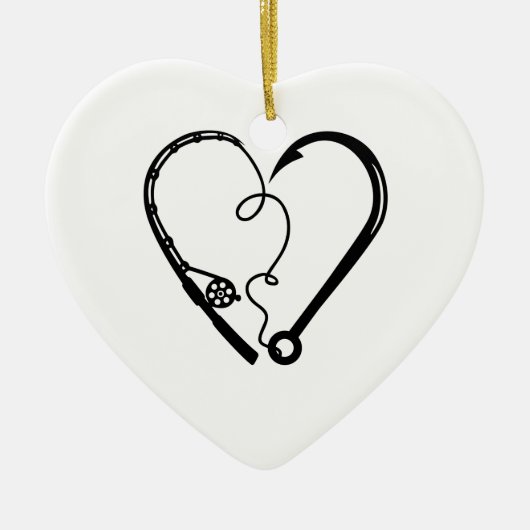 VISSEN ROD HEART HOOK KERAMISCH ORNAMENT (Voorkant)