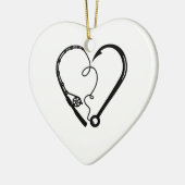 VISSEN ROD HEART HOOK KERAMISCH ORNAMENT (Links)