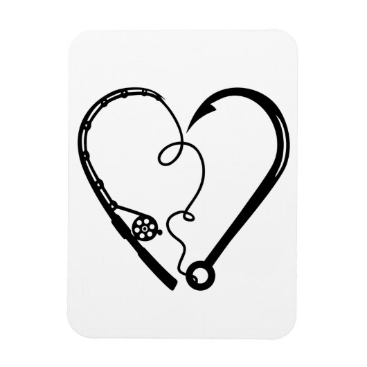 VISSEN ROD HEART HOOK MAGNEET (Verticaal)