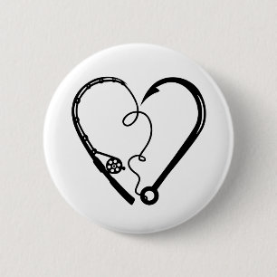 VISSEN ROD HEART HOOK RONDE BUTTON 5,7 CM