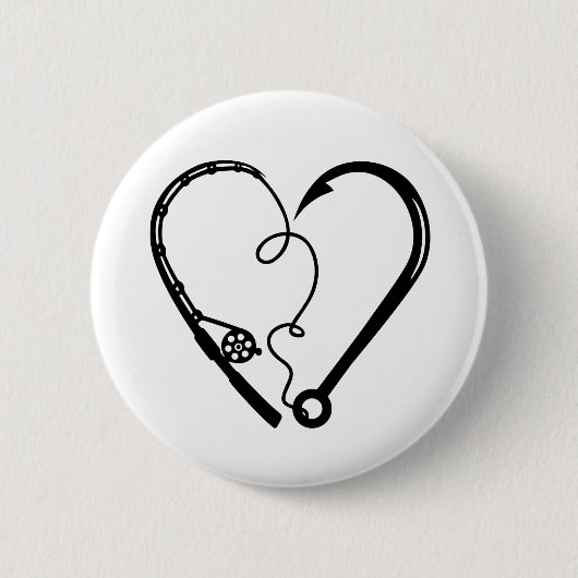 VISSEN ROD HEART HOOK RONDE BUTTON 5,7 CM (Voorkant)