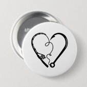 VISSEN ROD HEART HOOK RONDE BUTTON 7,6 CM (Voorkant /achterkant)