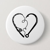 VISSEN ROD HEART HOOK RONDE BUTTON 7,6 CM (Voorkant)