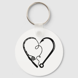 VISSEN ROD HEART HOOK SLEUTELHANGER