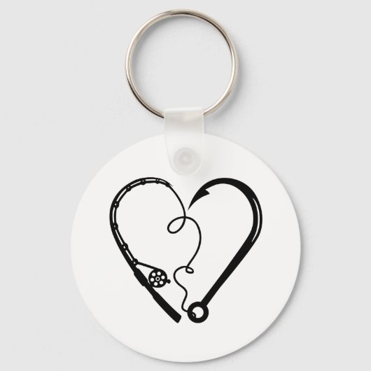 VISSEN ROD HEART HOOK SLEUTELHANGER (Voorkant)