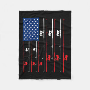 Vissen Rod US Flag Shirt Schattigee vis jacht cade Fleece Deken