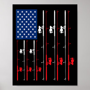 Vissen Rod US Flag Shirt Schattigee vis jacht cade Poster