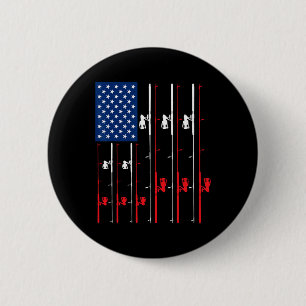 Vissen Rod US Flag Shirt Schattigee vis jacht cade Ronde Button 5,7 Cm