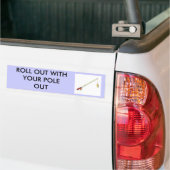 Vissen, ROL UIT MET JE POEL UIT Bumpersticker (Op Truck)