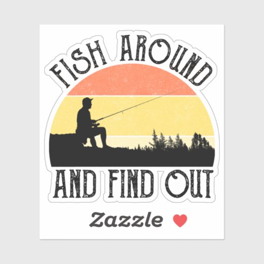 Vissen rond en ontdek het sticker (Vel)