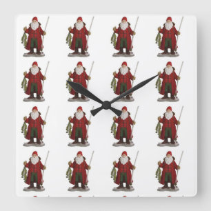 "VISSEN SANTA" CHRISTMAS CLOCK VIERKANTE KLOK