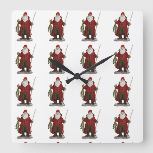 "VISSEN SANTA" CHRISTMAS CLOCK VIERKANTE KLOK (Voorkant)