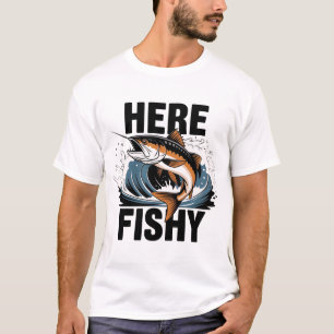 Vissen-Shirt Here-Fishy Graphic Grappig T-shirt