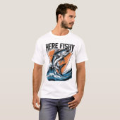 Vissen-Shirt Here-Fishy Graphic Grappig T-shirt (Voorkant volledig)