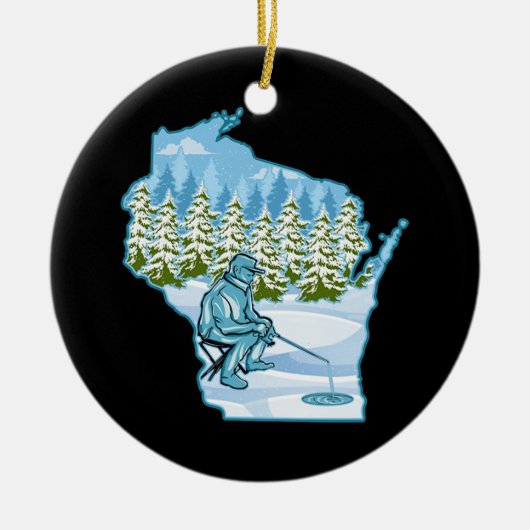 Vissen Staat Wisconsin Ice Keramisch Ornament (Voorkant)