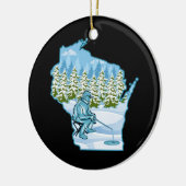 Vissen Staat Wisconsin Ice Keramisch Ornament (Links)
