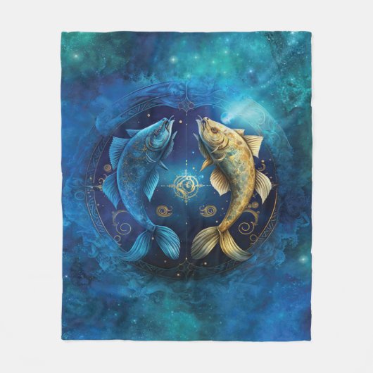 Vissen Sterrenbeeld Aquarelontwerp Fleece Deken (Voorkant)