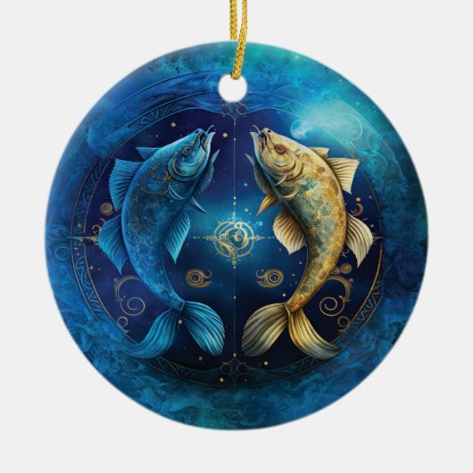 Vissen Sterrenbeeld Aquarelontwerp Keramisch Ornament (Voorkant)