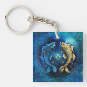 Vissen Sterrenbeeld Aquarelontwerp Sleutelhanger