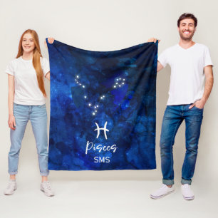 Vissen Sterrenbeeld Blauwe Melkweg Monogram Fleece Deken