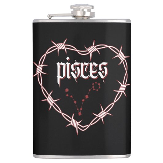 Vissen sterrenbeeld Gotisch Donker Hemel Edgy Heupfles (Voorkant)