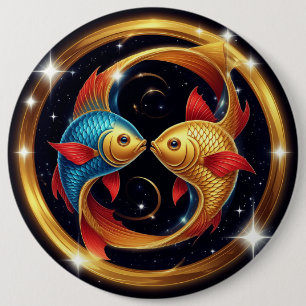 Vissen Sterrenbeeld in een Kosmische Artistieke St Ronde Button 6,0 Cm