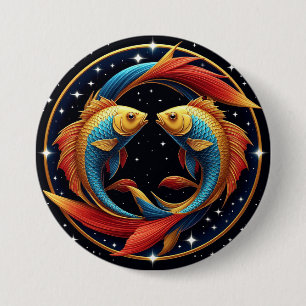 Vissen Sterrenbeeld in een Kosmische Artistieke St Ronde Button 7,6 Cm
