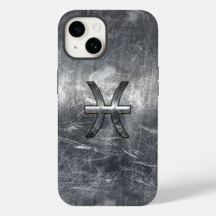 Vissen Sterrenbeeld in grunge stalen stijl Case-Mate iPhone 14 Hoesje