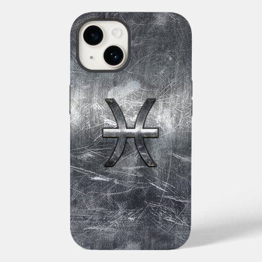 Vissen Sterrenbeeld in grunge stalen stijl Case-Mate iPhone Case (Achterkant)