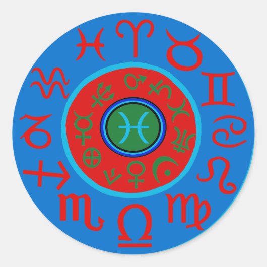 Vissen Sterrenbeeld Ronde Sticker (Voorkant)