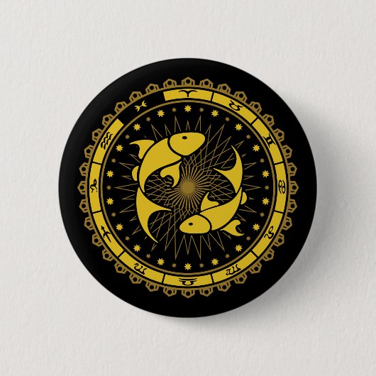 Vissen - Sterrenbeeld - Symbool - Horoscoop Ronde Button 5,7 Cm (Voorkant)