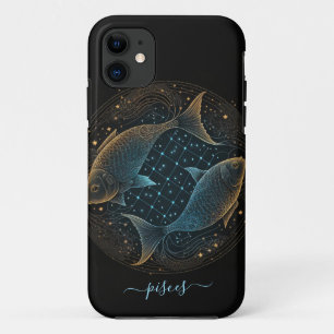 Vissen sterrenbeeld zwart en goud Case-Mate iPhone Case