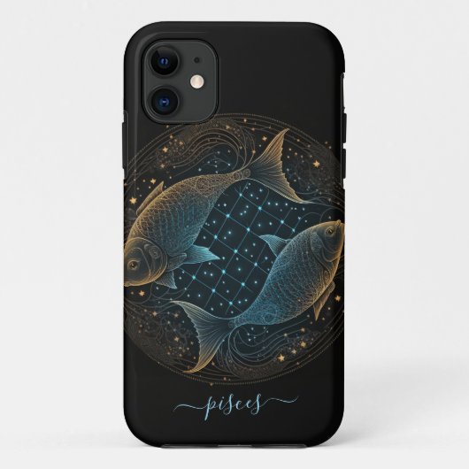 Vissen sterrenbeeld zwart en goud Case-Mate iPhone Case (Achterkant)
