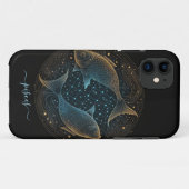 Vissen sterrenbeeld zwart en goud Case-Mate iPhone Case (Achterkant (horizontaal))